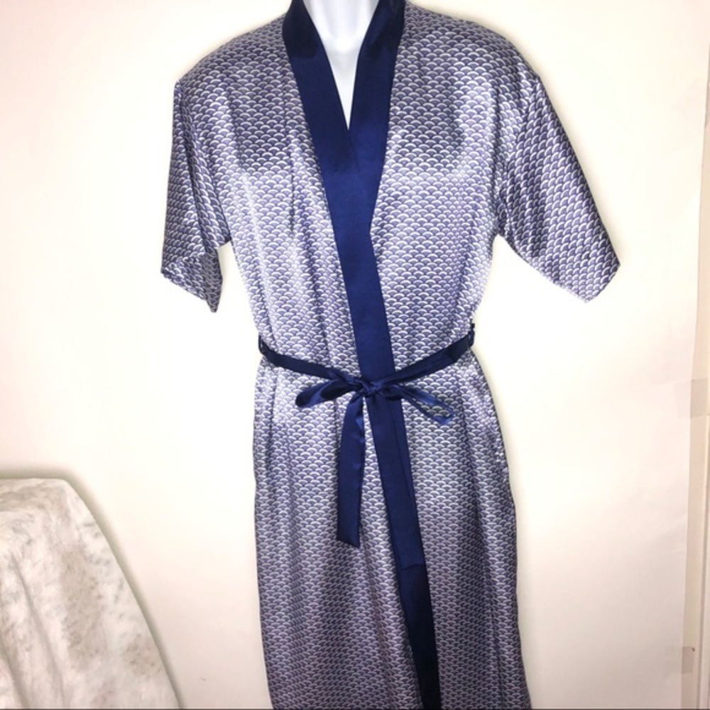 Cruz Dark Blue White Satiny Robe Small‎